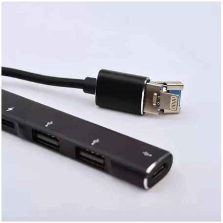 BLACKBIRD Adapter USB3.0/Lightning, 2xUSB, 1xUSB-C, 1xLightning, Fekete