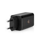 Nedis WCGPD65W100BK PD töltő / tápegység 65W, 5A, GaN, QC, automatikus feszültségválasztás, USB-A / 2x USB-C