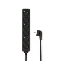   Nedis ESOC630F1BK 6 aljzatos elosztó, 3 m, 3680 W, 16 A, fekete