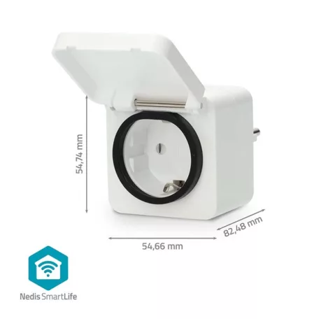 Nedis WIFIPO130FWT kültéri okos konnektor, Wi-Fi, IP44, fogyasztás mérő, 3680 W, földelt érintkező, Android™ / IOS