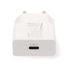   Nedis WCHAC20WT fali USB töltő, 20 W, GaN, PD3.0, 1,67 / 2,22 / 3,0 A, USB-C, automatikus feszültségválasztás
