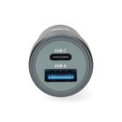 Nedis CCH1C1A48W szivargyújtós autós töltő, 48 W | 1,5 / 2,0 / 3,0 A, USB-A / USB-C, automatikus feszültségválasztás