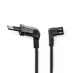   Nedis CEGL11055BK50 tápkábel, Euro dugó,  IEC-320-C7,  pipa, szögben balra, 5m, fekete