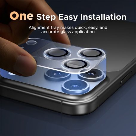 BLACKBIRD Kameravédő Üvegfólia 9H fekete kerettel applikátorral Iphone 17PRO/17PROMAX készülékhez