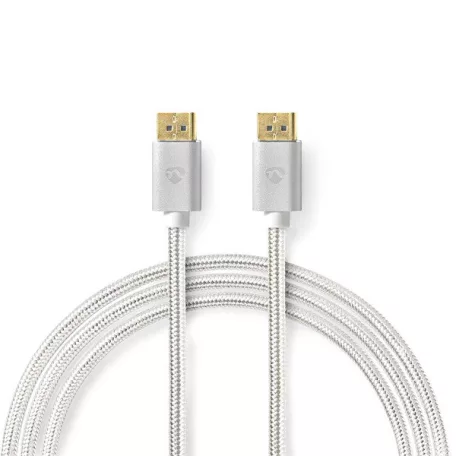 Nedis CCTB37014AL20 DisplayPort 1.4 kábel, displayport dugó - display port dugó, aranyozott csatlakozók, 8K@60Hz, 2m