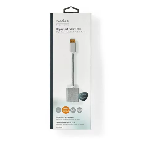 Nedis CCTB37250AL02 Displayport dugó - DVI-D 24+1-Tűs aljzat adapter, aranyozott csatlakozók, 1080p, 20 cm kábel