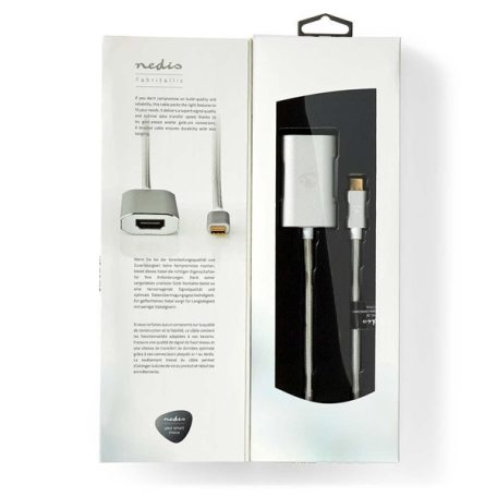 Nedis CCTB64680AL20 USB-C adapter 3.2 Gen 1, aktív tápcsatlakozás, USB C dugó - HDMI aljzat, 4K@60Hz, aranyott,  2 m