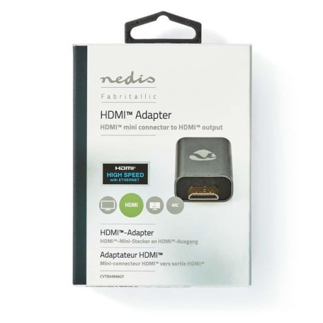 Nedis CCVTB34906GY mini HDMI - HDMI adapter, 4K@60Hz, aranyozott, alumínium ház
