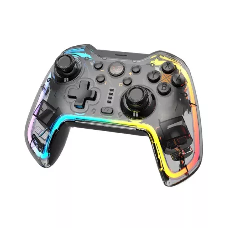 BLACKBIRD Kontroller - Nintendo Switch/Lite/OLED/Android/IOS/PC, Vezeték nélküli Bluetooth 5.0, Átlátszó Fehér RGB