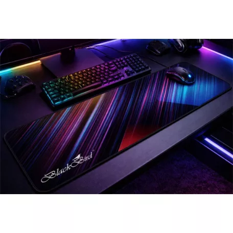 BLACKBIRD Egérpad Gamer NebulaGrip  90x40cm 3mm vastag fekete varrott szegély