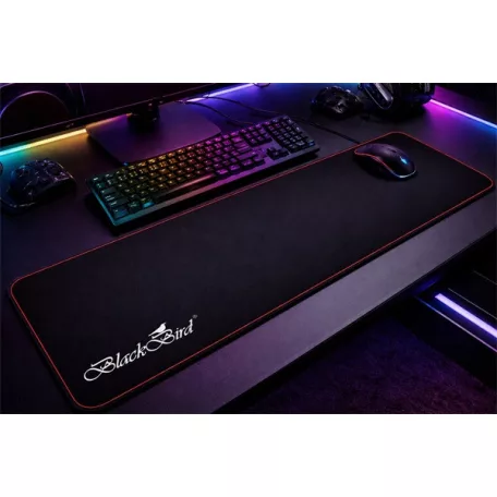 BLACKBIRD Egérpad Gamer DeepBlack  80x30cm 3mm vastag piros varrott szegély