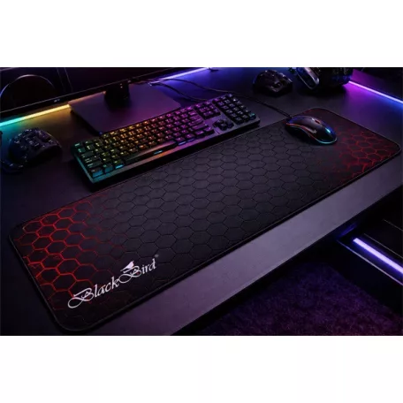BLACKBIRD Egérpad Gamer TacticField  70x30cm 3mm vastag fekete varrott szegély