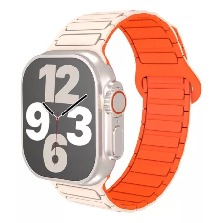 BLACKBIRD Szíj Iwatch készülékhez TACTICAL mágneses Világos barna Narancs 42/44/45/46/49 mm