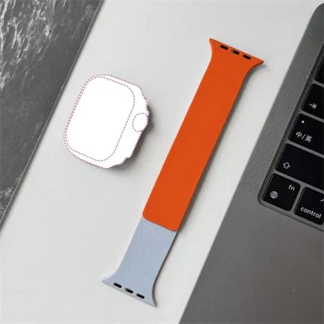 BLACKBIRD Szíj Iwatch készülékhez LITCHI Kék Narancs 42/44/45/46/49 mm