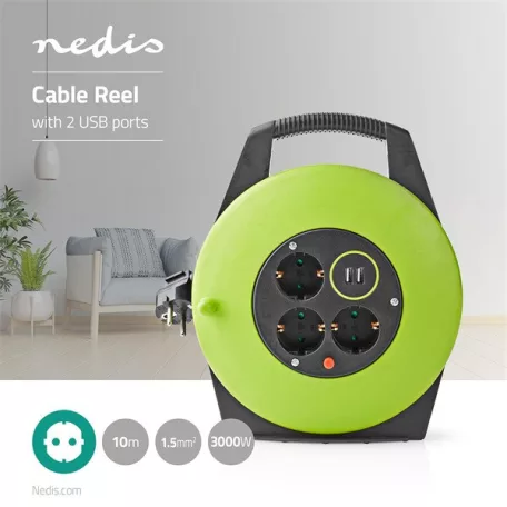 Nedis PECCR10UFGN kábeldob 10m