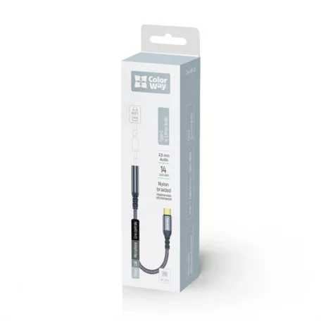 COLORWAY Adapter USB-C - 3.5 mm Female Audio, 14 cm, Szürke (CW-AD-CJ)