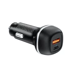   COLORWAY Autós töltő, CW-CHA067PD-BK, 2xUSB (Type-C PD45W + USB QC3.0 18W) (63W), fekete