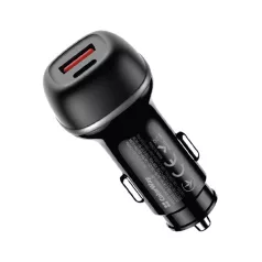   COLORWAY Autós töltő, CW-CHA068PD-BK, 2xUSB (Type-C PD65W + USB QC3.0 18W) (83W), fekete