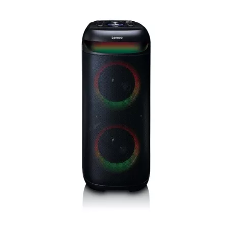 Lenco PA-210BK Bluetooth 5.3 bulihangszóró beépített világítással , TWS, 100W erősítővel, 2x mikrofon bemenet