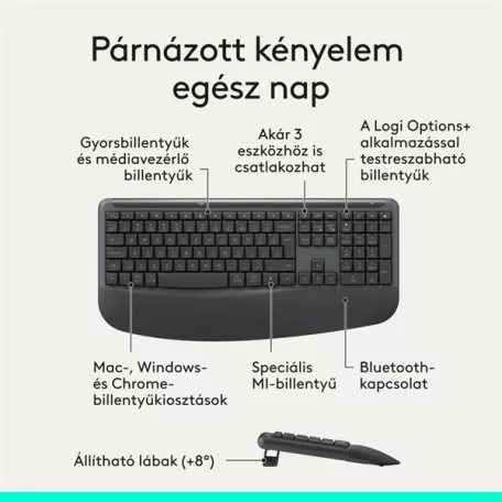 LOGITECH Billentyűzet + egér - MK880 Signature Comfort Plus Vezeték Nélküli Combo, HUN
