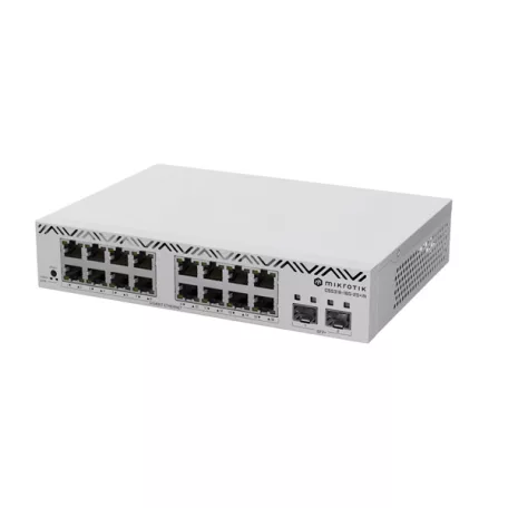 MIKROTIK Switch 16x1000Mbps + 2x10Gbps SFP+, Fémházas, Rackes, CSS318-16G-2S+IN