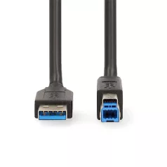  Nedis CCGB61100BK20 USB 3.2 Gen 1 | USB-A Dugasz - USB-B Dugasz | 5 Gbps | Nikkelezett | 2,00 m