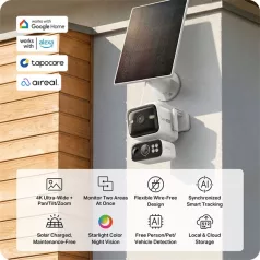   TP-LINK Wireless Kamera Cloud kültéri Dual + Okos Solar Panel IP65, TAPO C675D KIT