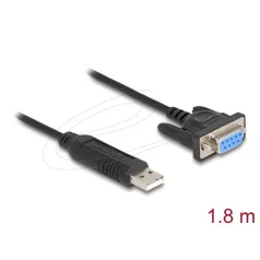   DELOCK Átalakító USB 2.0 > Soros RS-232 Sub-D 9 female csavaros kompakt csatlakozóház 1.8m