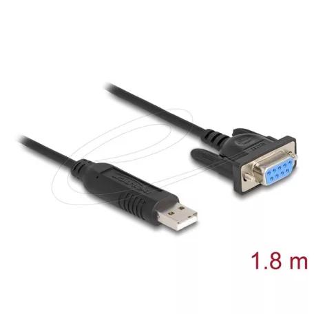 DELOCK Átalakító USB 2.0 > Soros RS-232 Sub-D 9 female csavaros kompakt csatlakozóház 1.8m