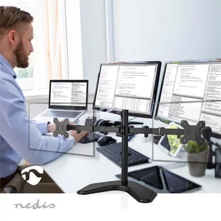 Nedis MMDOSD110BK 15"-32" asztali 2 monitor tartóállvány, VESA 75x75 / 100x100