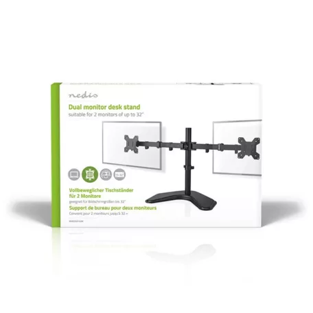 Nedis MMDOSD110BK 15"-32" asztali 2 monitor tartóállvány, VESA 75x75 / 100x100