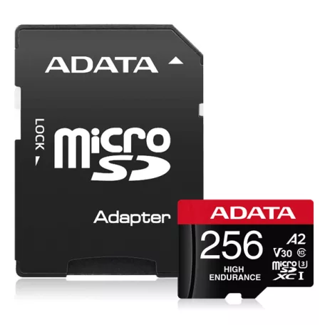 ADATA Memóriakártya MicroSDXC 256GB + Adapter ENDURANCE UHS-I A2 V30 (100/85)
