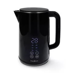   Nedis KAWK362EBK vízforraló ,1,7 l, hőmérsékletkijelző és szabályzó 50, 60, 70, 80, 90, 100 °C, 360 fokban forgatható