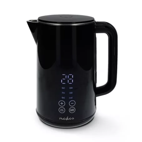 Nedis KAWK362EBK vízforraló ,1,7 l, hőmérsékletkijelző és szabályzó 50, 60, 70, 80, 90, 100 °C, 360 fokban forgatható