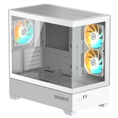   GIGABYTE Ház C201PI, Tápegység nélkül, Fehér, Üvegfalú