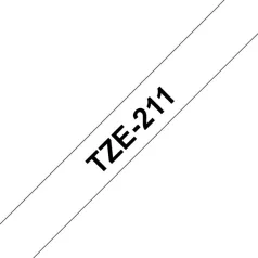   BROTHER szalag TZe-211, Fehér alapon Fekete, Laminált, 6mm  0.23", 8 méter
