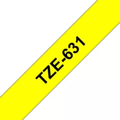   BROTHER szalag TZe-631, Sárga alapon Fekete, Laminált, 12mm  0.47", 8 méter