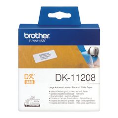  BROTHER Etikett címke DK-11208, 38mm x 90mm, Elővágott (stancolt), Fehér alapon fekete, 400 db