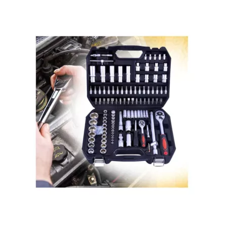 Flinke Möller 150 részes racsnis dugókulcs készlet műanyag hordtáskában - nagy krova készlet 2db hajtószárral 1/4" 1/2" var5807