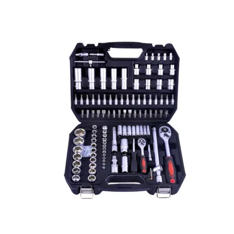 Flinke Möller 150 részes racsnis dugókulcs készlet műanyag hordtáskában - nagy krova készlet 2db hajtószárral 1/4" 1/2" var5807