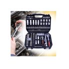 Flinke Möller 130 részes racsnis dugókulcs készlet műanyag hordtáskában - nagy krova készlet 2db hajtószárral 1/4" 1/2" var5807