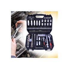   Flinke Möller 130 részes racsnis dugókulcs készlet műanyag hordtáskában - nagy krova készlet 2db hajtószárral 1/4" 1/2" var5807