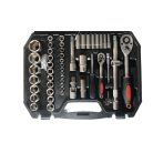 Flinke Möller 130 részes racsnis dugókulcs készlet műanyag hordtáskában - nagy krova készlet 2db hajtószárral 1/4" 1/2" var5807