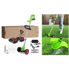   Hayami HA-1025 16 részes Kerekes fűkasza, Szegélynyíró 2db akkumulátorral akkus fűkasza és bozótvágó, elektromos fűkasza fűnyíró kerekekkel 48v