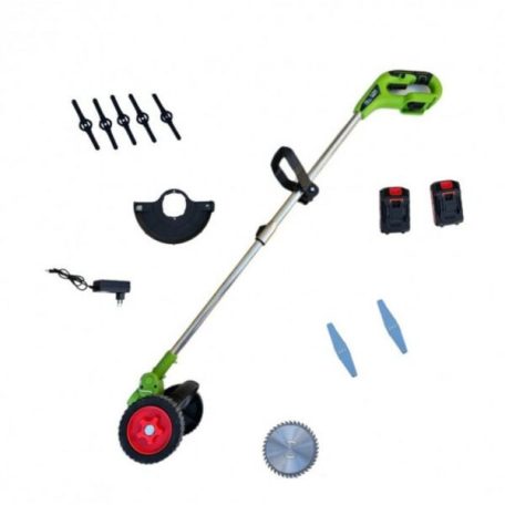 Hayami HA-1025 16 részes Kerekes fűkasza, Szegélynyíró 2db akkumulátorral akkus fűkasza és bozótvágó, elektromos fűkasza fűnyíró kerekekkel 48v