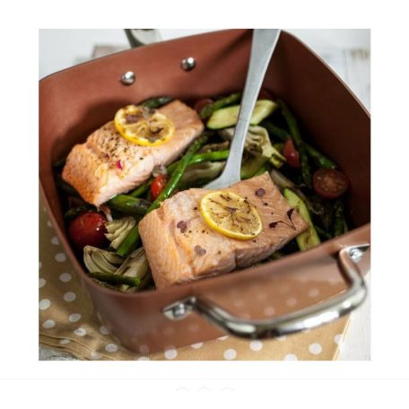 Mischler Cook Germany 4 részes szögletes serpenyő /Réz/kerámia) Cooper Pan indukciós elektromos gáz halogén főzőlapokhoz