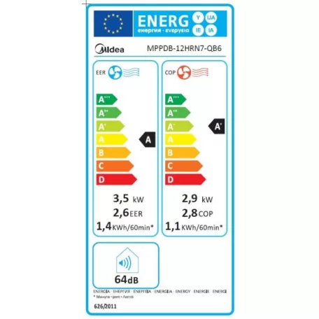 Midea mobil klíma MPPDB-12HRN7-QB6G1 3,5 kW, hűtő fűtős wifi-s hepa filter smart klíma, okos mobilklíma fűtésre is max 40nm-ig