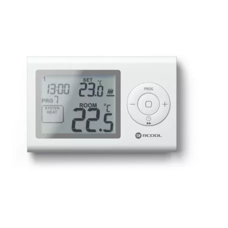 RCOOL VISION 7 RF Szobatermosztát RCOOL, vezeték nélküli termosztát, programozható LCD nagy kijelző hetiprogram háttérvilágítás TSZDIG058