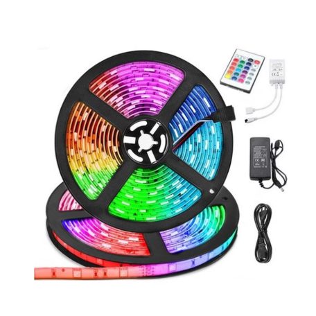 GLO RGB öntapadós led szalag távirányítóval 5 m  ip44 rgb3528led Színváltó táppal együtt 12v/5A 60w