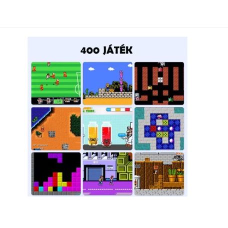 Retro kézi játékkonzol, 8 bit, 2,5" LCD, 400 integrált játék, AV kábel Sup Game box plus Retro játék (400 in 1) fehér super mario